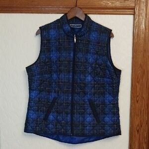 Karen Scott Blue and Black Plaid Quilted Vest